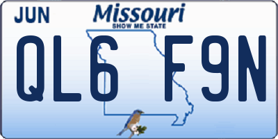 MO license plate QL6F9N