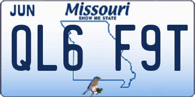 MO license plate QL6F9T