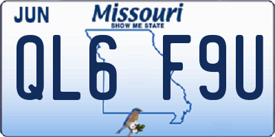 MO license plate QL6F9U