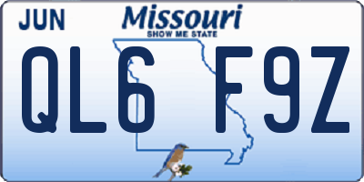 MO license plate QL6F9Z