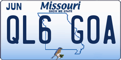 MO license plate QL6G0A