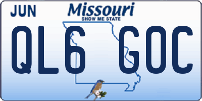 MO license plate QL6G0C