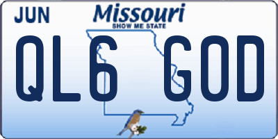 MO license plate QL6G0D