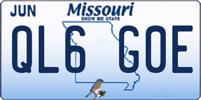 MO license plate QL6G0E