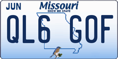MO license plate QL6G0F