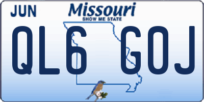 MO license plate QL6G0J