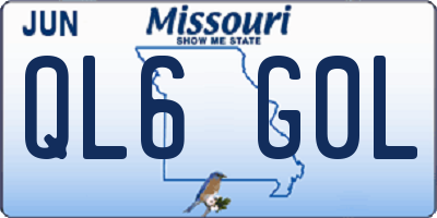 MO license plate QL6G0L