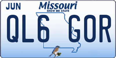 MO license plate QL6G0R