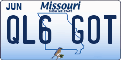 MO license plate QL6G0T