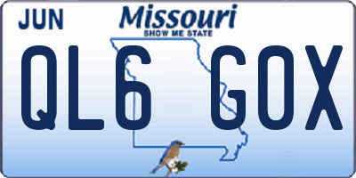 MO license plate QL6G0X