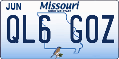 MO license plate QL6G0Z