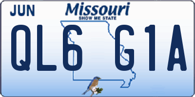 MO license plate QL6G1A