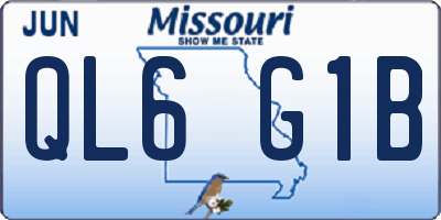 MO license plate QL6G1B