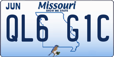 MO license plate QL6G1C