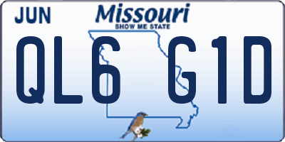 MO license plate QL6G1D