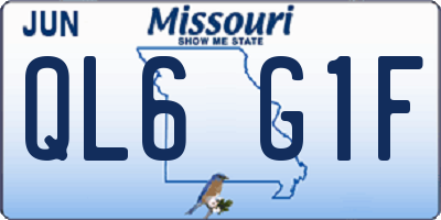 MO license plate QL6G1F
