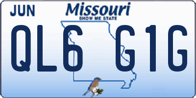 MO license plate QL6G1G