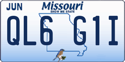 MO license plate QL6G1I