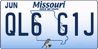 MO license plate QL6G1J