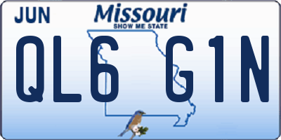 MO license plate QL6G1N