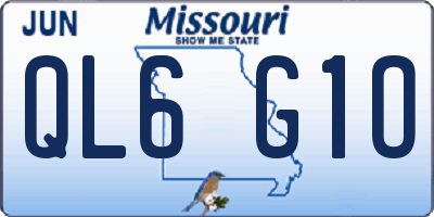 MO license plate QL6G1O