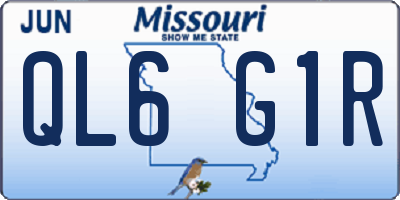 MO license plate QL6G1R