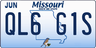 MO license plate QL6G1S