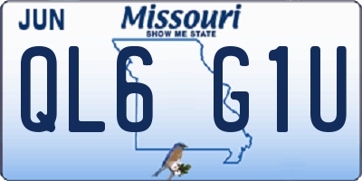 MO license plate QL6G1U