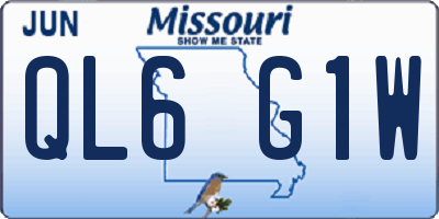 MO license plate QL6G1W