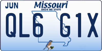 MO license plate QL6G1X