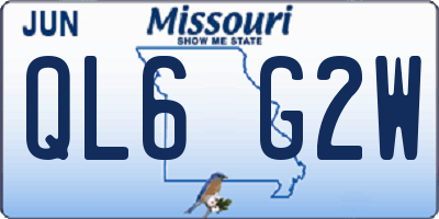 MO license plate QL6G2W