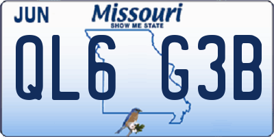 MO license plate QL6G3B