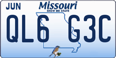 MO license plate QL6G3C