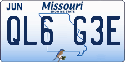 MO license plate QL6G3E
