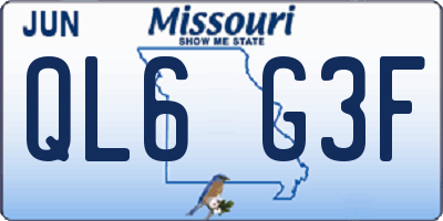 MO license plate QL6G3F