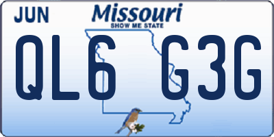 MO license plate QL6G3G