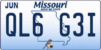 MO license plate QL6G3I