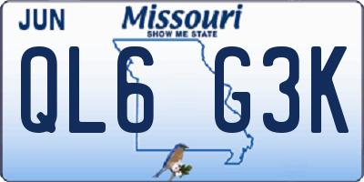 MO license plate QL6G3K