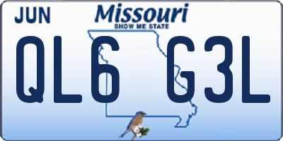 MO license plate QL6G3L