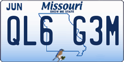 MO license plate QL6G3M