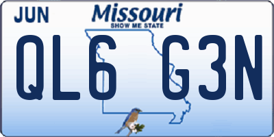MO license plate QL6G3N
