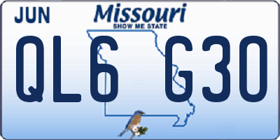 MO license plate QL6G3O