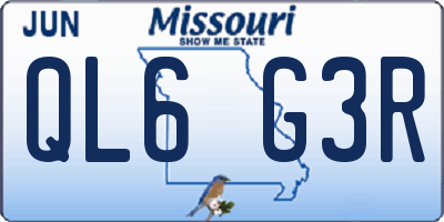 MO license plate QL6G3R