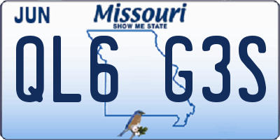 MO license plate QL6G3S