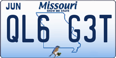 MO license plate QL6G3T