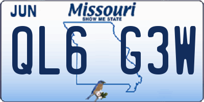 MO license plate QL6G3W