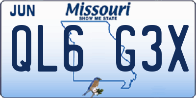 MO license plate QL6G3X