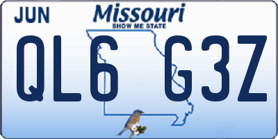 MO license plate QL6G3Z