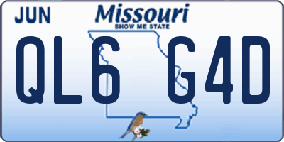 MO license plate QL6G4D