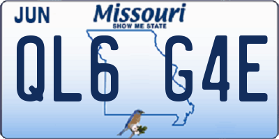MO license plate QL6G4E